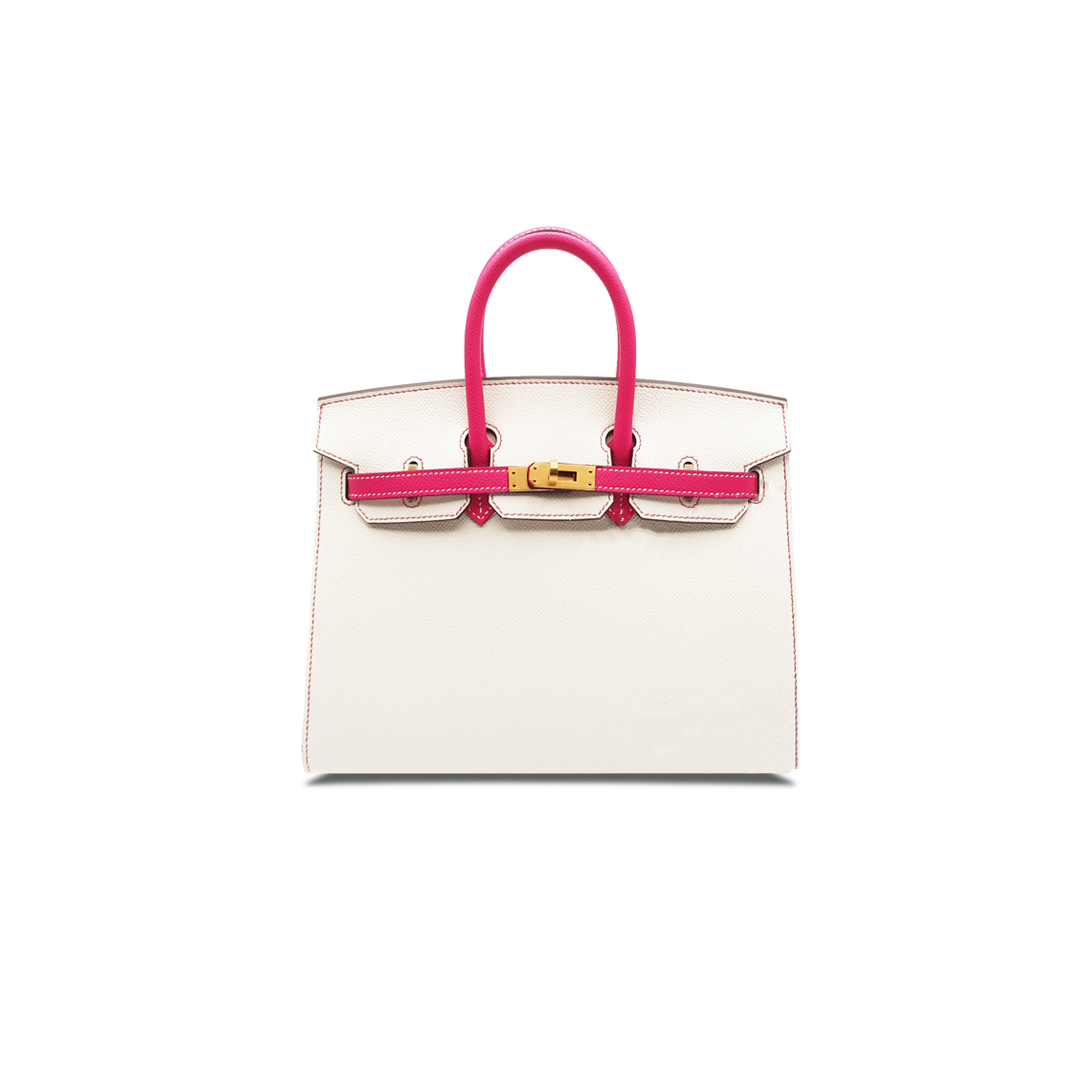 H**mes master birkin 25 epsom milkshake white and pink gold buckle bag h028368ck6s (25*20*13cm)